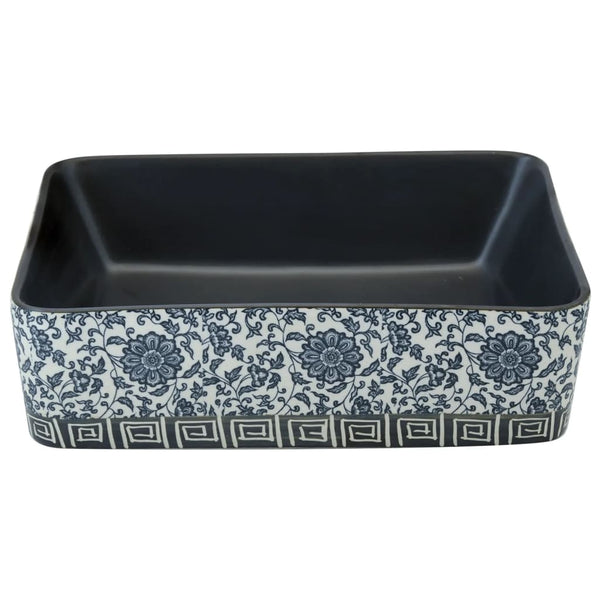 Lavabo à poser vidaXL noir et bleu rectangulaire 46x35,5x13 cm en céramique