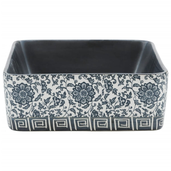 Lavabo à poser vidaXL noir et bleu rectangulaire 46x35,5x13 cm en céramique