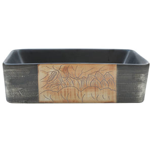 vidaXL Lavabo à poser Noir Marron Rectangulaire 46x35,5x13 cm Céramique