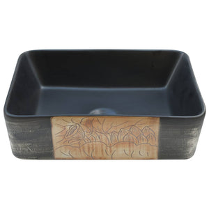 vidaXL Lavabo à poser Noir Marron Rectangulaire 46x35,5x13 cm Céramique