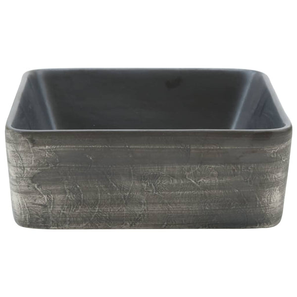 vidaXL Lavabo à poser Noir Marron Rectangulaire 46x35,5x13 cm Céramique