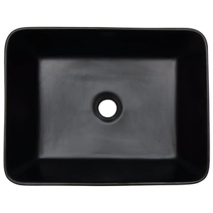 vidaXL Lavabo à poser Noir Marron Rectangulaire 46x35,5x13 cm Céramique