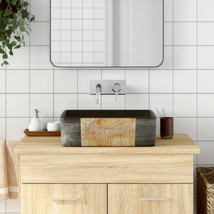 vidaXL Lavabo à poser Noir Marron Rectangulaire 46x35,5x13 cm Céramique