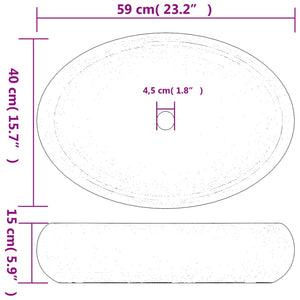Aufsatzwaschbecken Sandfarben Oval 59x40x15 cm Keramik