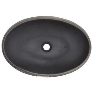 Aufsatzwaschbecken Schwarz und Grau Oval 59x40x15 cm Keramik