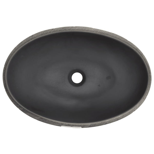 Aufsatzwaschbecken Schwarz und Grau Oval 59x40x15 cm Keramik