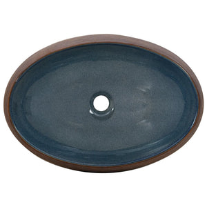 Aufsatzwaschbecken Braun und Blau Oval 59x40x15 cm Keramik