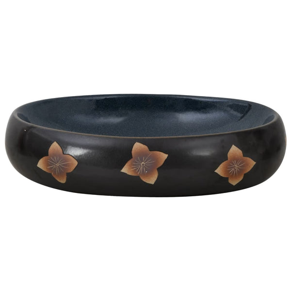 Aufsatzwaschbecken Schwarz und Blau Oval 59x40x15 cm Keramik
