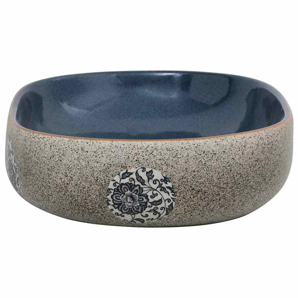 Aufsatzwaschbecken Sandfarben Blau Oval 59x40x14 cm Keramik