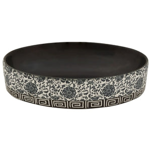 Lavabo à poser vidaXL ovale noir et bleu 56,5x36,5x13,5 cm en céramique