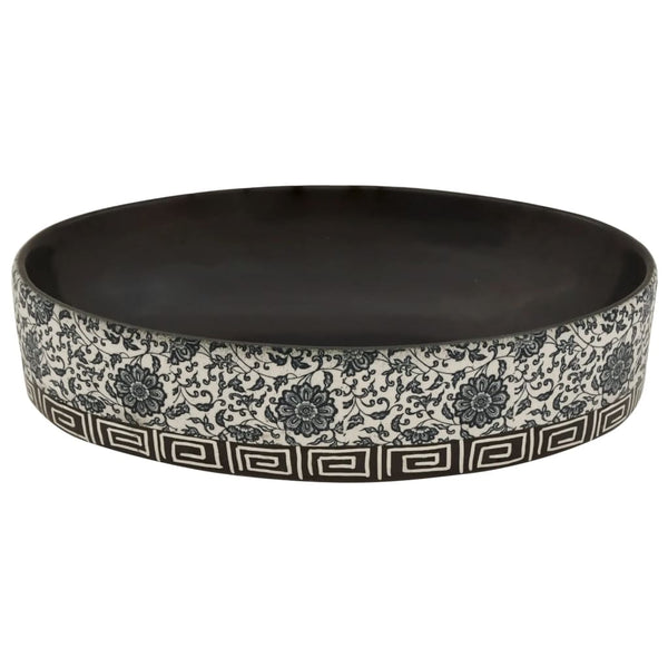 Lavabo à poser vidaXL ovale noir et bleu 56,5x36,5x13,5 cm en céramique