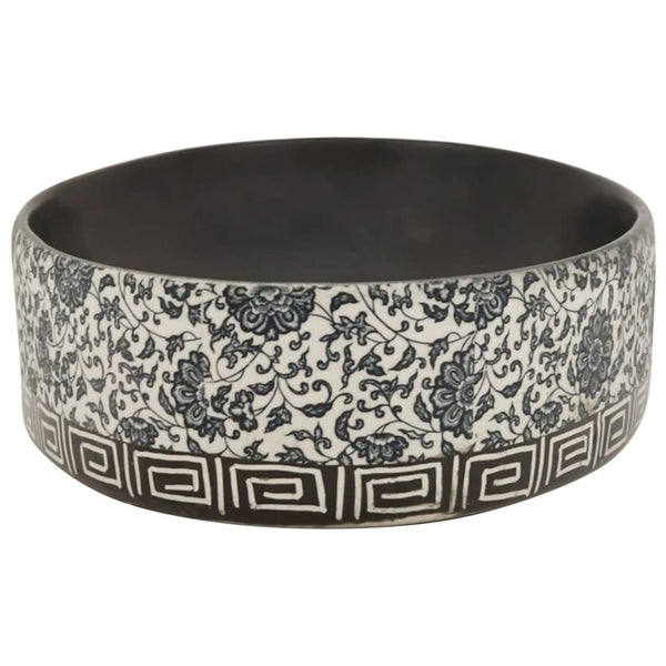 Lavabo à poser vidaXL ovale noir et bleu 56,5x36,5x13,5 cm en céramique