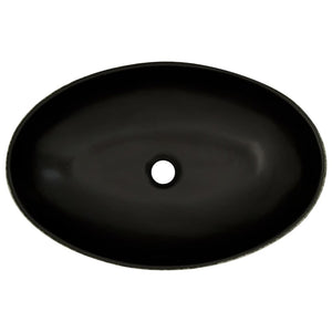 Lavabo à poser vidaXL ovale noir et bleu 56,5x36,5x13,5 cm en céramique
