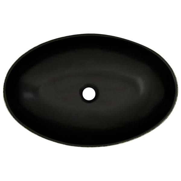 Lavabo à poser vidaXL ovale noir et bleu 56,5x36,5x13,5 cm en céramique