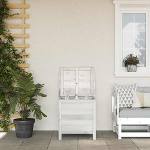 Gartentruhe Weiß Massivholz 50x49x56,5cm