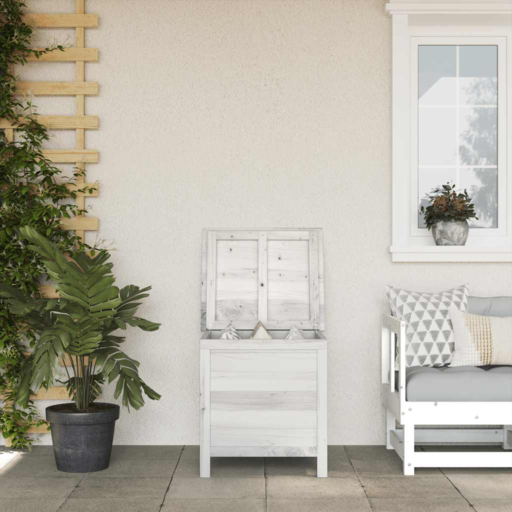 Gartentruhe Weiß Massivholz 50x49x56,5cm