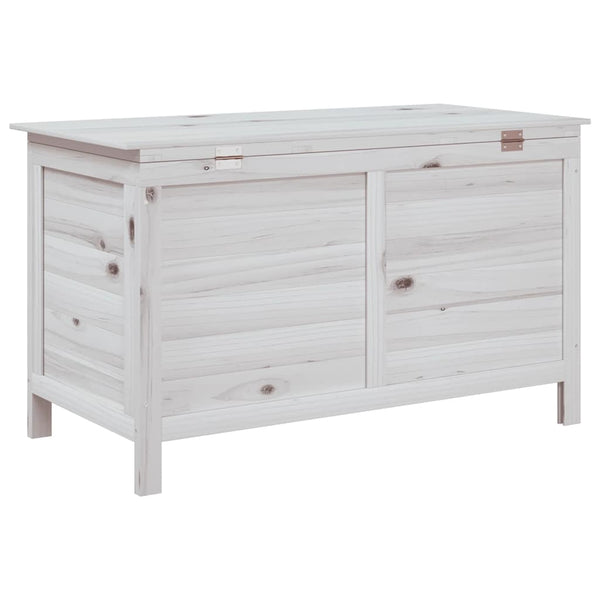 Gartentruhe Weiß, Massivholz Tanne, 99 cm