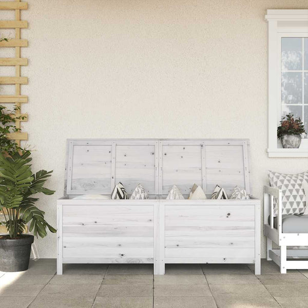 Gartentruhe Weiß 150 cm Massivholz