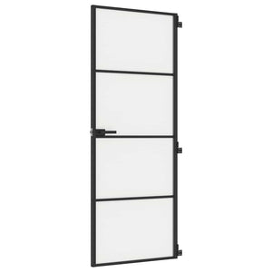Innentür Schlank Schwarz 76x201,5 cm Hartglas und Aluminium