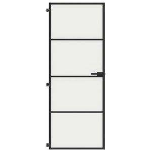 Innentür Schlank Schwarz 76x201,5 cm Hartglas und Aluminium