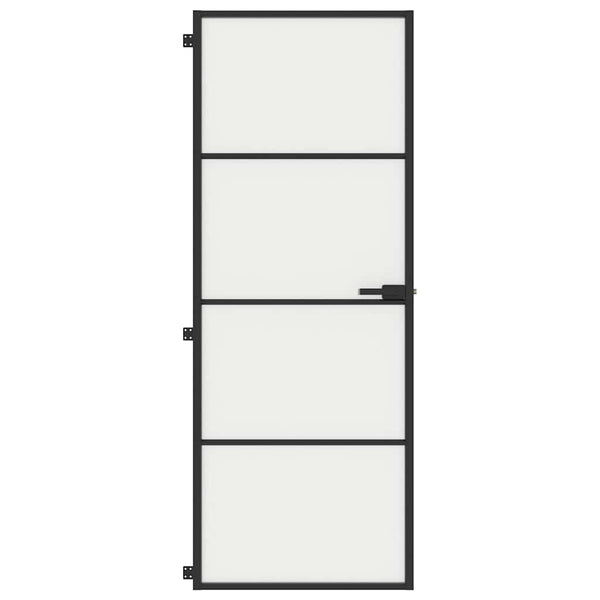 Innentür Schlank Schwarz 76x201,5 cm Hartglas und Aluminium