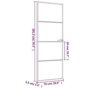 Innentür Schlank Schwarz 76x201,5 cm Hartglas und Aluminium