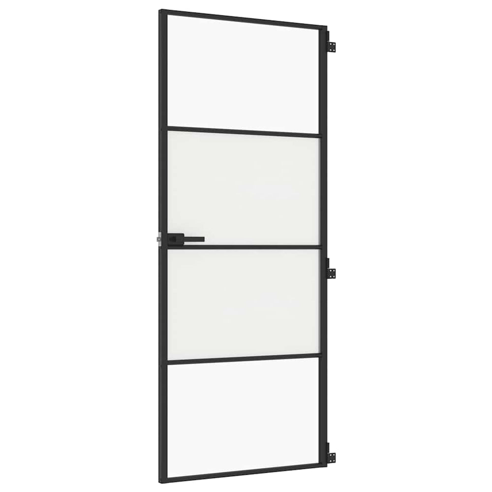 Innentür Schlank Schwarz 83x201,5 cm Hartglas & Aluminium