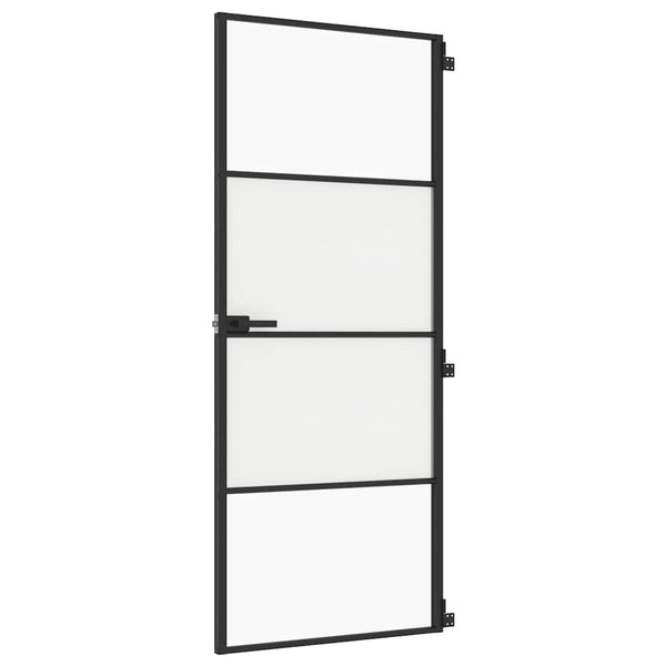 Innentür Schlank Schwarz 83x201,5 cm Hartglas & Aluminium