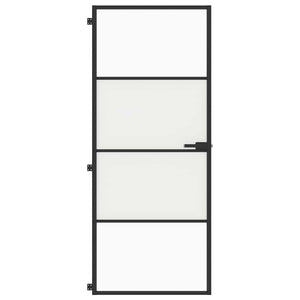 Innentür Schlank Schwarz 83x201,5 cm Hartglas & Aluminium