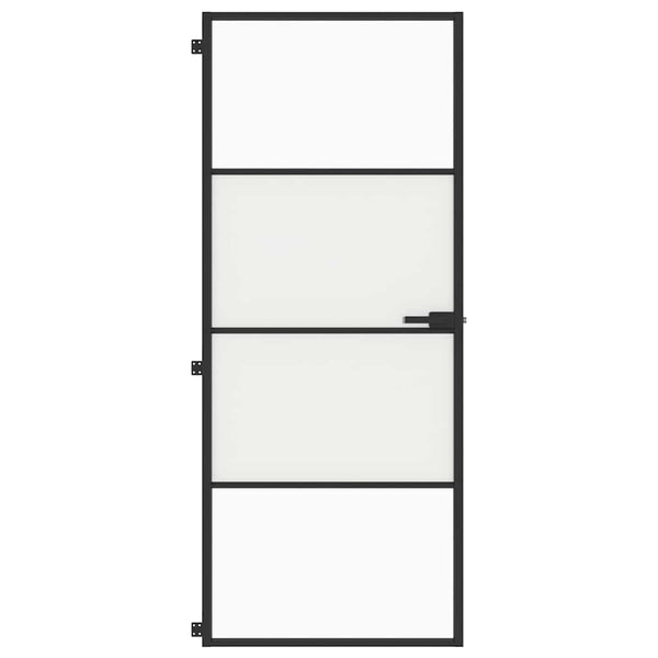 Innentür Schlank Schwarz 83x201,5 cm Hartglas & Aluminium