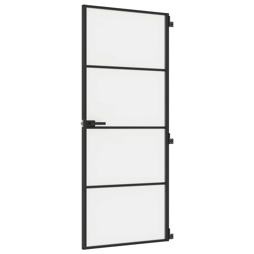 Innentür Schlank Schwarz 83x201,5 cm Hartglas & Aluminium