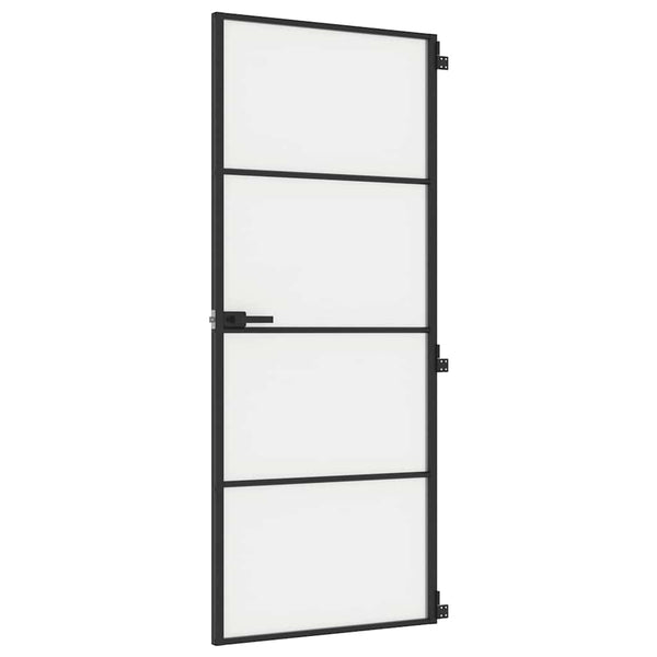 Innentür Schlank Schwarz 83x201,5 cm Hartglas & Aluminium