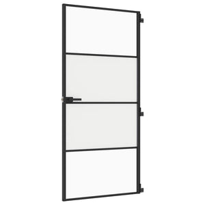 Innentür Schlank Schwarz 93x201,5 cm Hartglas & Aluminium