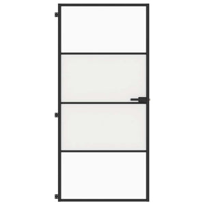 Innentür Schlank Schwarz 93x201,5 cm Hartglas & Aluminium