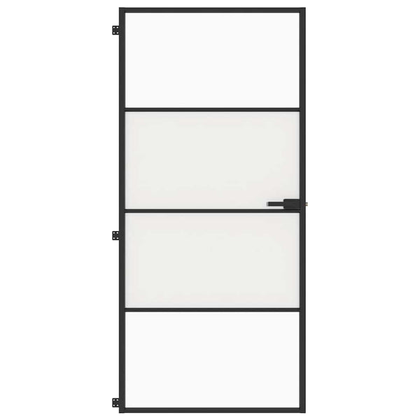 Innentür Schlank Schwarz 93x201,5 cm Hartglas & Aluminium