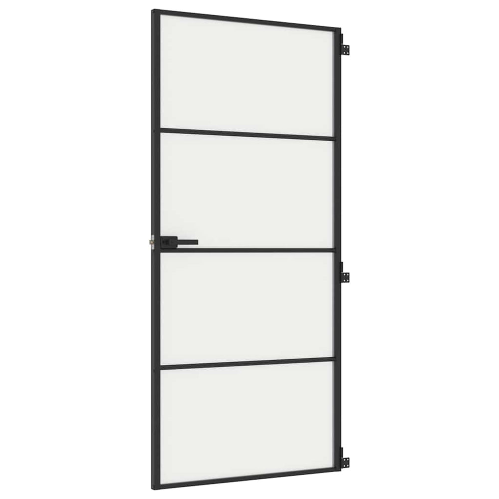 Innentür Schlank Schwarz 93x201,5 cm Hartglas & Aluminium