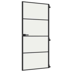 Innentür Schlank Schwarz 93x201,5 cm Hartglas & Aluminium