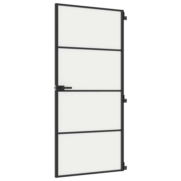 Innentür Schlank Schwarz 93x201,5 cm Hartglas & Aluminium
