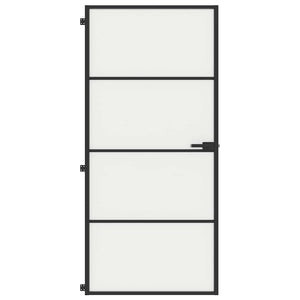 Innentür Schlank Schwarz 93x201,5 cm Hartglas & Aluminium
