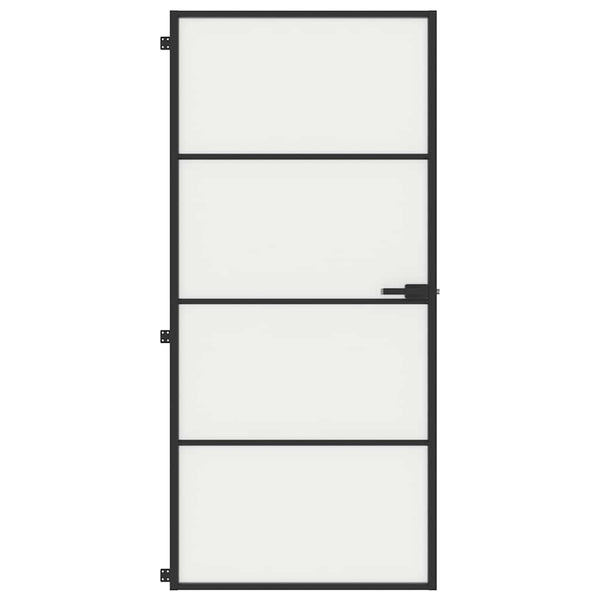 Innentür Schlank Schwarz 93x201,5 cm Hartglas & Aluminium