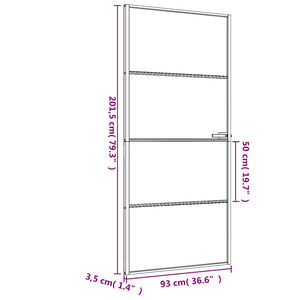 Innentür Schlank Schwarz 93x201,5 cm Hartglas & Aluminium