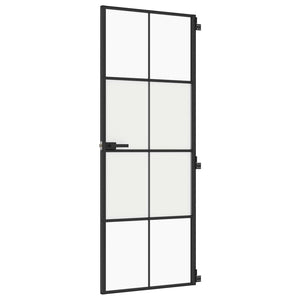 Innentür Schlank Schwarz 76x201,5 cm Hartglas und Aluminium