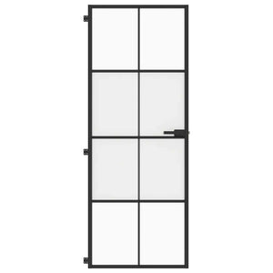 Innentür Schlank Schwarz 76x201,5 cm Hartglas und Aluminium