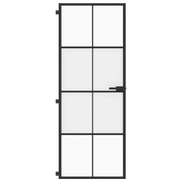 Innentür Schlank Schwarz 76x201,5 cm Hartglas und Aluminium