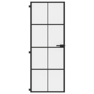 Innentür Schlank Schwarz 76x201,5 cm Hartglas und Aluminium