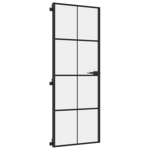 Innentür Schlank Schwarz 76x201,5 cm Hartglas und Aluminium