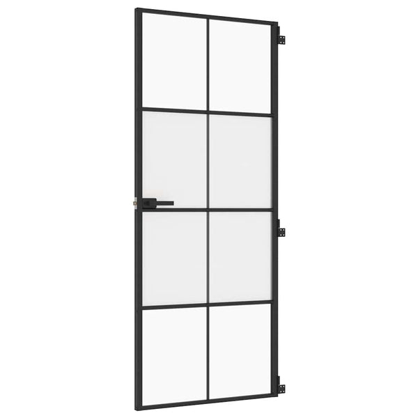 Innentür Schlank Schwarz 83x201,5 cm Hartglas & Aluminium
