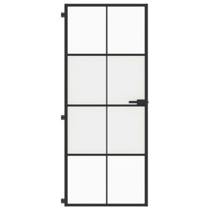 Innentür Schlank Schwarz 83x201,5 cm Hartglas & Aluminium