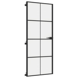 Innentür Schlank Schwarz 83x201,5 cm Hartglas & Aluminium