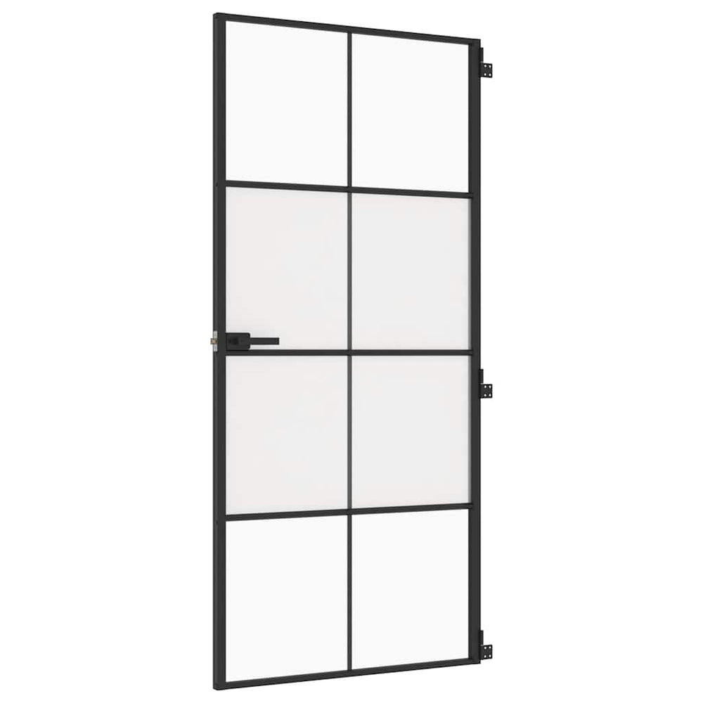 Innentür Schlank Schwarz 93x201,5 cm Hartglas & Aluminium